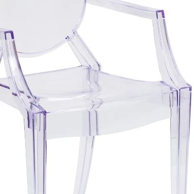Emma And Oliver Oval Back Ghost Chair With Arms In Transparent Crystal - Image 5