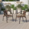 Emma And Oliver 2 Pack Rattan Indoor-Outdoor Restaurant Stack Chair With Curved Back