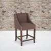 Emma And Oliver 24"H Transitional Walnut Counter Stool W/ Accent Nail Trim