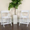 Emma And Oliver 2 Pack White Resin Slatted Party & Rental Folding Chair Indoor Outdoor