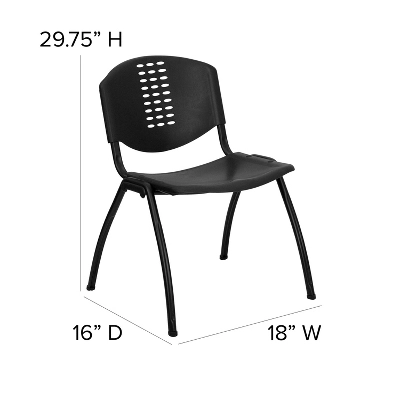 Emma And Oliver Black Plastic Office Side Stack Chair With Oval Cutout Back - Image 3