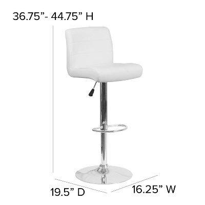 Emma And Oliver Swivel Rolled Seat Adjustable Height Barstool With Chrome Base - Image 3