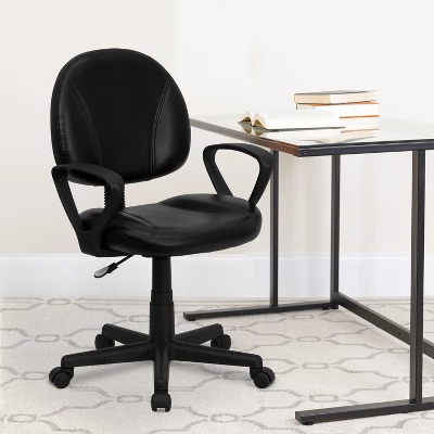 Emma And Oliver Mid-Back Black LeatherSoft Swivel Ergonomic Office Chair - Back Adjustment