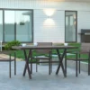 Emma And Oliver 59" X 35.5" Outdoor X-Frame Dining Table With Faux Teak Poly Slat Top And Metal Frame