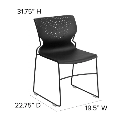 Emma And Oliver Home And Office Black Full Back Stack Chair With Black Frame - Guest Chair - Image 3