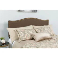 Emma And Oliver Arched Headboard With Accent Nail Trim