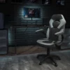 Emma And Oliver Gaming Desk & Chair Set With Cup Holder, Headphone Hook, And Monitor Stand