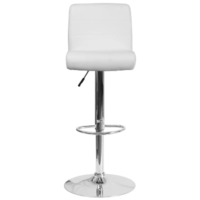 Emma And Oliver Swivel Rolled Seat Adjustable Height Barstool With Chrome Base - Image 8