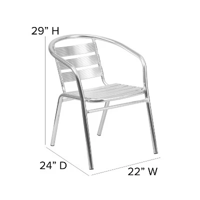 Emma And Oliver 4 Pack Heavy Duty Commercial Aluminum Indoor-Outdoor Slat-Back Stack Chair - Image 3