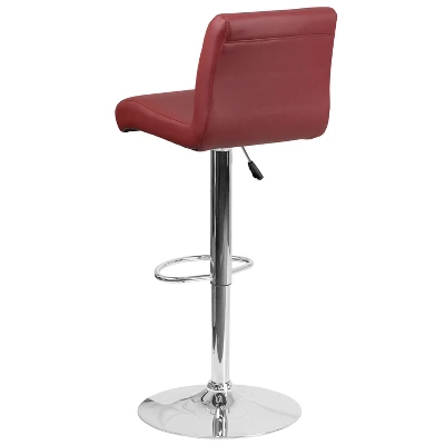 Emma And Oliver 2 Pack Contemporary Vinyl Adjustable Height Barstool With Rolled Seat And Chrome Base - Image 2