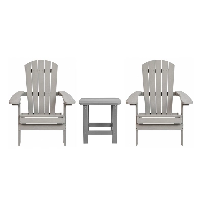 Emma And Oliver Set Of 2 Indoor/Outdoor Folding Adirondack Chairs With Side Table - Image 15