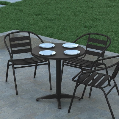 Emma And Oliver 27.5'' Round Aluminum Indoor-Outdoor Table With Base - Image 3