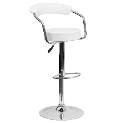 Emma And Oliver Contemporary Vinyl Adjustable Height Barstool With Arms - Image 12