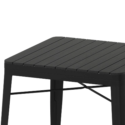 Emma And Oliver Modern Weather And Rust Resistant Black Steel Patio Table With Polyresin Top And Rounded Corners For Indoor And Outdoor Use - Image 6