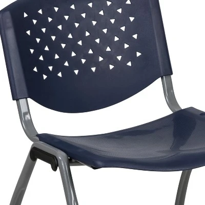 Emma And Oliver Home And Office Navy Plastic Stack Chair With Perforated Back - Guest Chair - Image 6