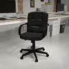 Emma And Oliver Mid-Back Black LeatherSoft Swivel Task Office Chair With Arms