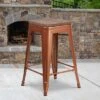 Emma And Oliver 24"H Backless Counter Height Stool With Wood Seat