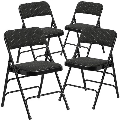 Emma And Oliver 4 Pack Curved Triple Braced & Double Hinged Fabric Upholstered Metal Folding Chair - Image 2
