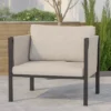 Emma And Oliver Indoor Outdoor Patio Lounge Chair, Steel Framed Club Chair With Cushions And 2 Storage Pockets