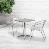 Emma And Oliver 23.5" Square Aluminum Table Set With 2 Slat Back Chairs