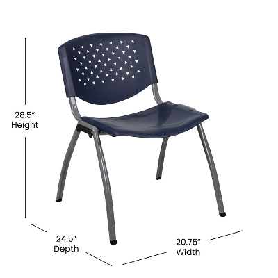 Emma And Oliver Home And Office Navy Plastic Stack Chair With Perforated Back - Guest Chair - Image 5