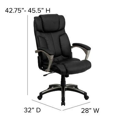 Emma And Oliver High Back Folding Black LeatherSoft Executive Swivel Office Chair With Arms - Image 3