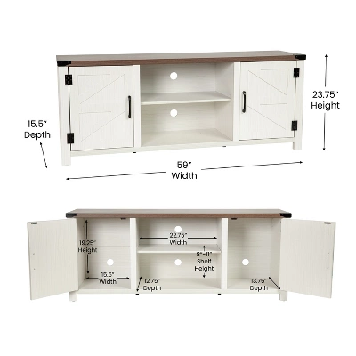 Emma And Oliver 59 Inch Barn Door TV Stand Fits Up To 65" TV's With Adjustable Shelf - Image 5