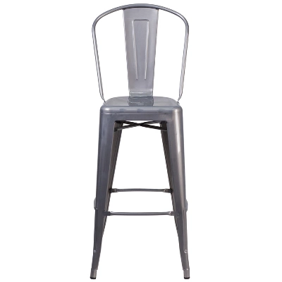 Emma And Oliver 30"H Clear Coated Indoor Counter Height Stool With Back - Image 8