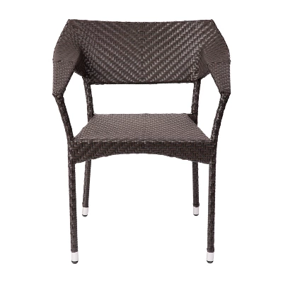 Emma And Oliver Modern All-Weather Patio Dining Chair With Fade And Weather Resistant PE Rattan And Reinforced Steel Frame - Image 10