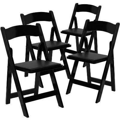 Emma And Oliver 4 Pack Wood Folding Chair With Vinyl Padded Seat - Image 11