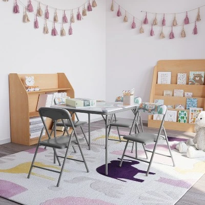 Emma And Oliver Kids 5 Piece Folding Table And Chair Set - Kids Activity Table Set - Image 12