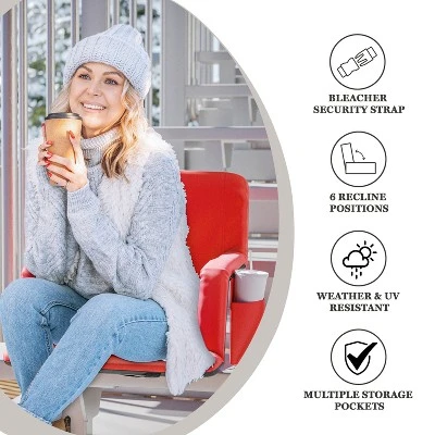 Emma And Oliver Portable Heated Reclining Stadium Chair With Armrests, Heated Padded Back & Heated Seat With Dual Storage Pockets And Backpack Straps - Image 9