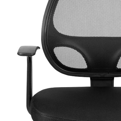 Emma And Oliver Mid-Back Black Mesh Swivel Task Office Chair With T-Arms - Image 8
