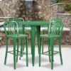 Emma And Oliver Commercial 30" Round Metal Indoor-Outdoor Bar Table Set & 4 Slat Back Stools