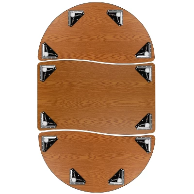 Emma And Oliver 3 Piece 76" Oval Wave Collaborative Grey Adjustable Activity Table Set - Image 12