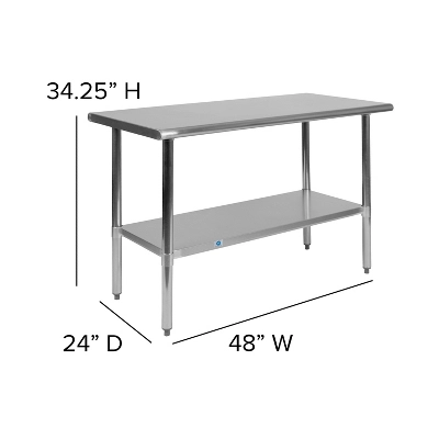 Emma And Oliver Stainless Steel 18 Gauge Prep And Work Table With Undershelf - Image 3