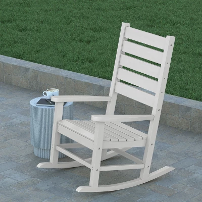 Emma And Oliver Contemporary Rocking Chair, All-Weather HDPE Indoor/Outdoor Rocker - Image 3