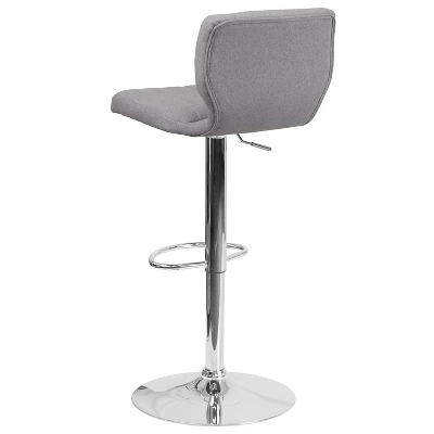 Emma And Oliver 2 Pack Contemporary Vinyl Adjustable Height Barstool With Vertical Stitch Back And Chrome Base - Image 7