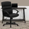 Emma And Oliver Mid-Back Black LeatherSoft Swivel Task Arm Office Chair With Accent Back