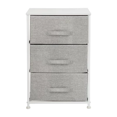Emma And Oliver 3 Drawer Vertical Storage Dresser With Wood Top & Fabric Pull Drawers - Image 7
