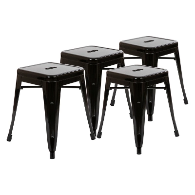 Emma And Oliver 18 Inch Table Height Indoor Stackable Metal Dining Stool-Set Of 4 - Image 10