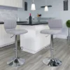 Emma And Oliver 2 Pack Contemporary Vinyl Adjustable Height Barstool With Vertical Stitch Back And Chrome Base