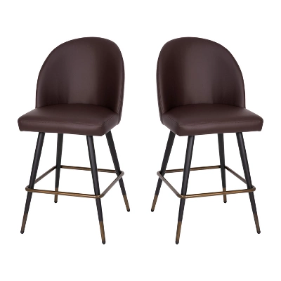 Emma And Oliver Modern Upholstered Dining Stools With Contoured Backs & Powder Coated Steel Legs With Floor Glides - Set Of 2 - Image 3