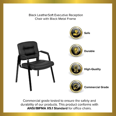 Emma And Oliver Black LeatherSoft Executive Reception Chair - Guest Chair - Image 12
