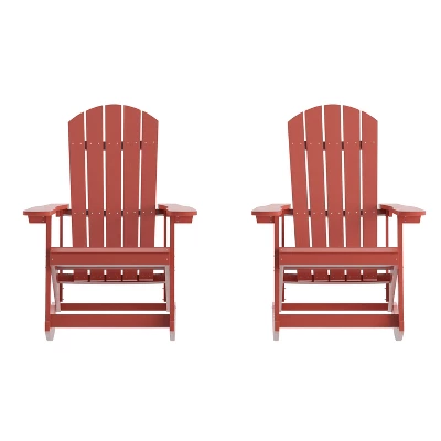 Emma And Oliver Set Of 2 Marcy Classic All-Weather Poly Resin Rocking Adirondack Chairs With Stainless Steel Hardware For Year Round Use - Image 15