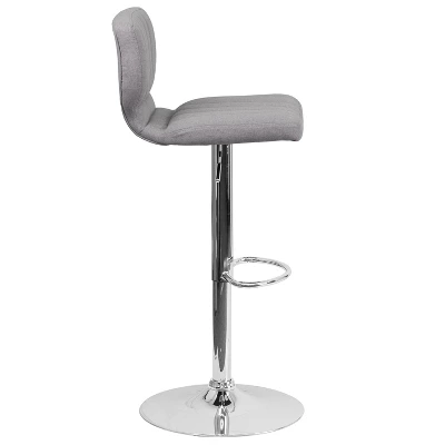 Emma And Oliver 2 Pack Contemporary Vinyl Adjustable Height Barstool With Vertical Stitch Back And Chrome Base - Image 8