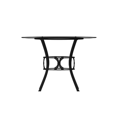 Emma And Oliver 42'' Round Glass Dining Table With Black Metal Frame - Image 9
