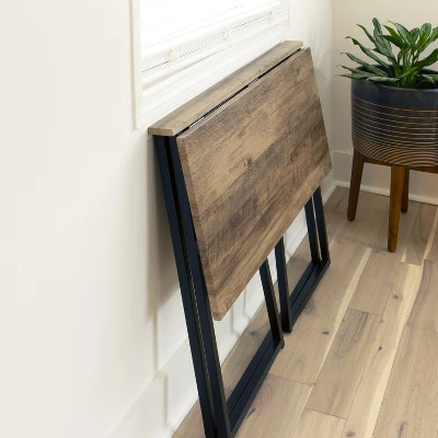 Emma And Oliver Small 36" Rustic Natural Home Office Folding Computer Desk - Laptop Desk - Image 9