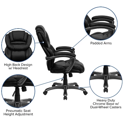 Emma And Oliver High Back Executive Swivel Ergonomic Office Chair With Accent Layered Seat/Back - Image 2