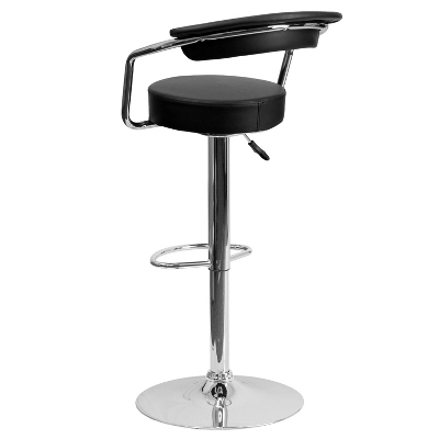 Emma And Oliver Contemporary Vinyl Adjustable Height Barstool With Arms - Image 2